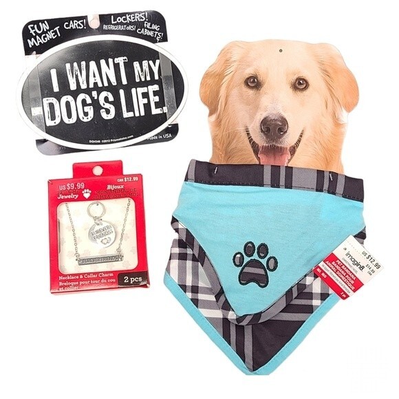 Dog Bandanas, Necklace & Collar Charm, Magnet Set M-L - Picture 1 of 4